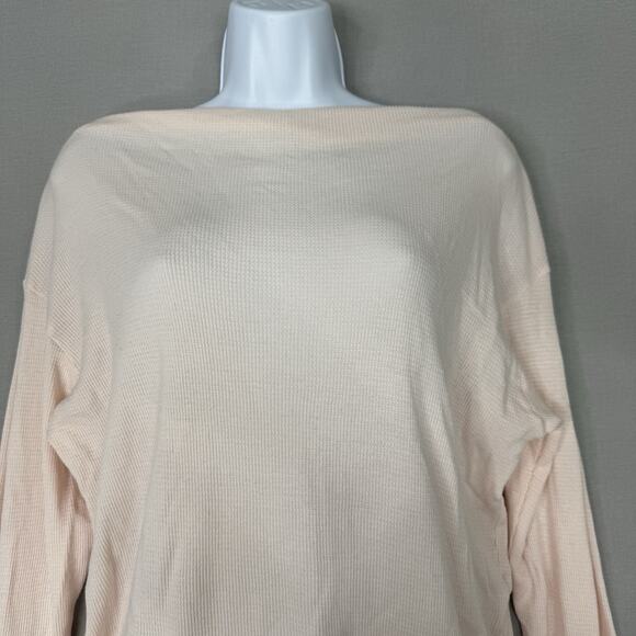 Michael Stars Womens Top S Ballet Pink Penelope Waffle Knit Off The Shoulder Tee - Picture 2 of 12